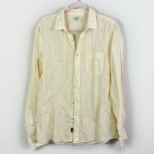 Faherty 100% Linen Button Down Shirt w/ Pocket in Light Yellow size Large